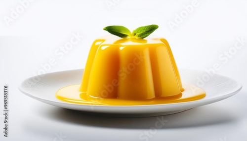 Chinese Food, Mango Pudding on white background isolated.