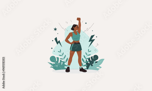 confident woman raising her fist in empowerment pose