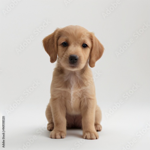 cute Adorable Puppy Sitting on white background