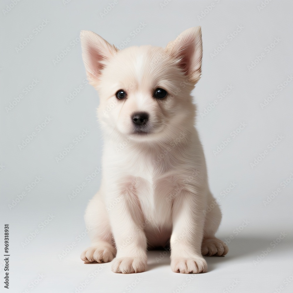 cute Adorable Puppy Sitting on white background cute Adorable Puppy Sitting on white background