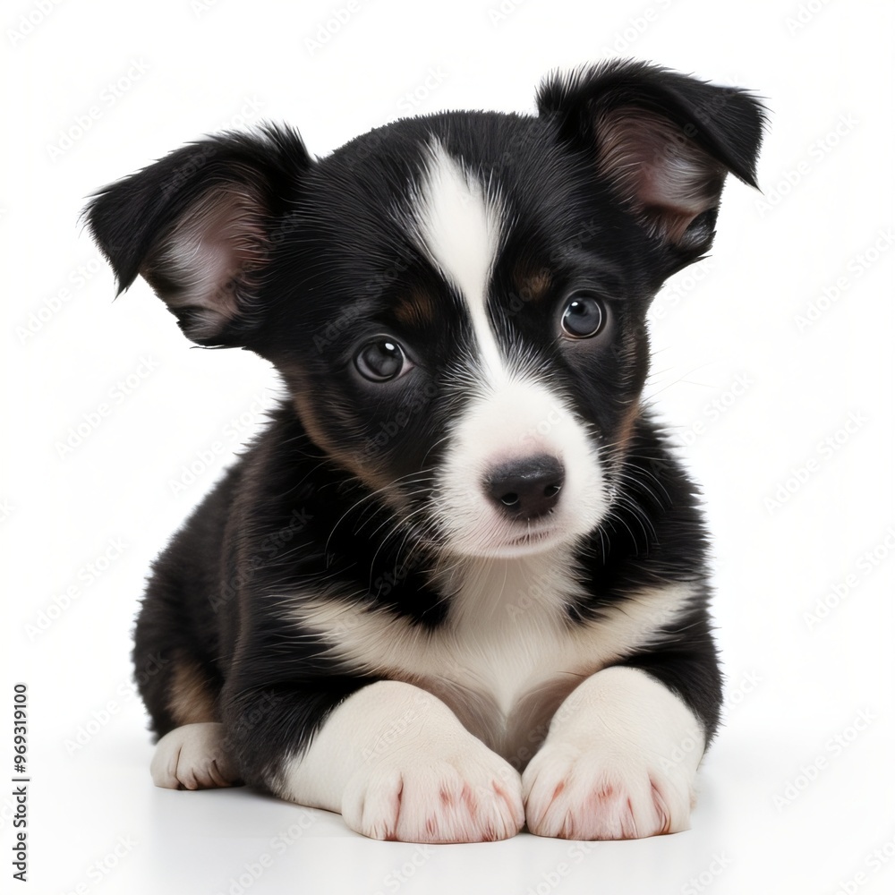 cute Adorable Puppy Sitting on white background cute Adorable Puppy Sitting on white background