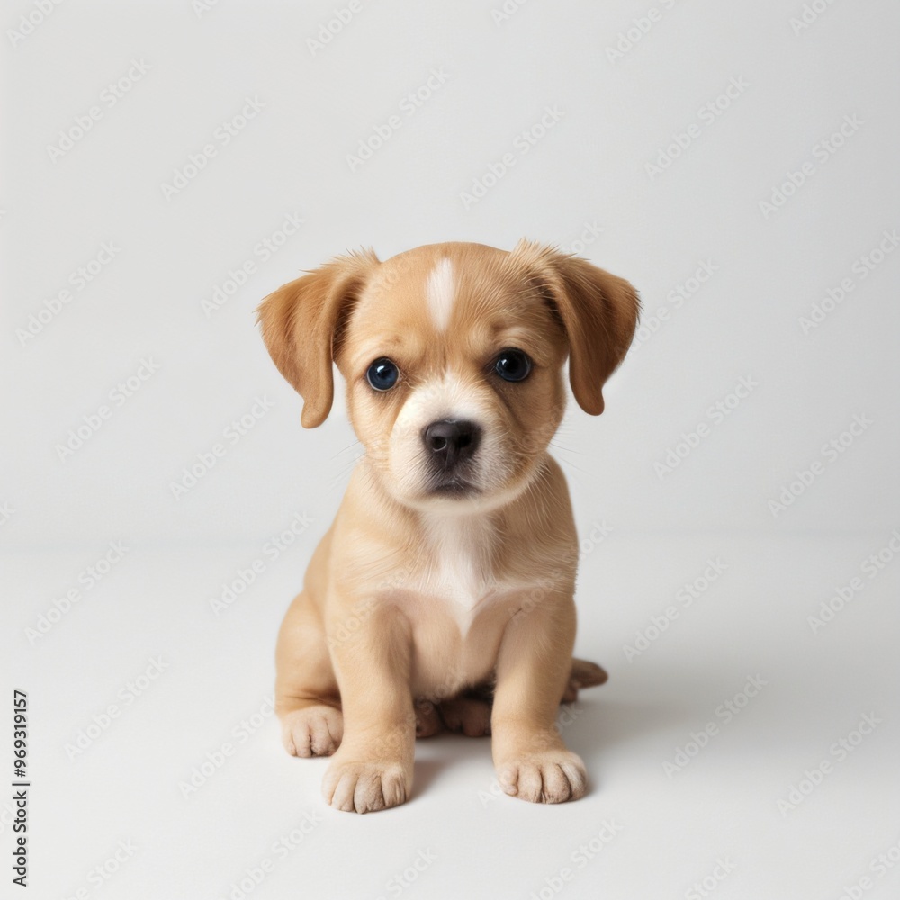 cute Adorable Puppy Sitting on white background cute Adorable Puppy Sitting on white background
