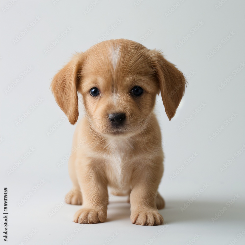 cute Adorable Puppy Sitting on white background cute Adorable Puppy Sitting on white background