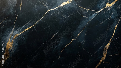 A smooth, dark marble background image with subtle veining in white and gold.