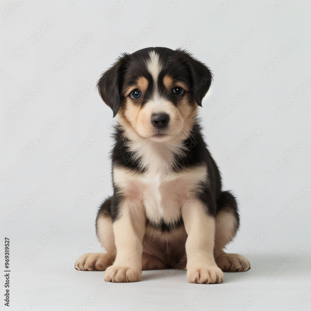 cute Adorable Puppy Sitting on white background cute Adorable Puppy Sitting on white background