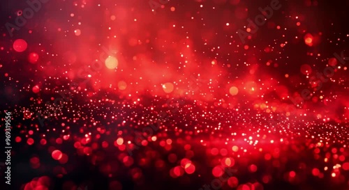 magic particles in red on a dark background.4k