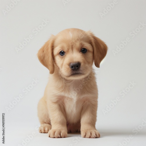 cute Adorable Puppy Sitting on white background