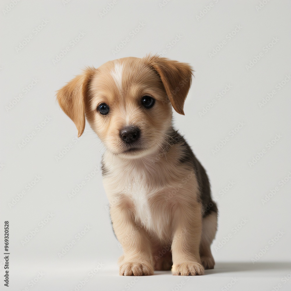 cute Adorable Puppy Sitting on white background cute Adorable Puppy Sitting on white background