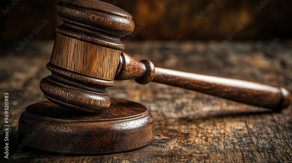 antique wooden gavel resting on a richly textured wooden surface dramatic side lighting accentuates the grain and patina symbol of justice and authority in a timeless still life composition antique wooden gavel resting on a richly textured wooden surface dramatic side lighting accentuates the grain and patina symbol of justice and authority in a timeless still life composition