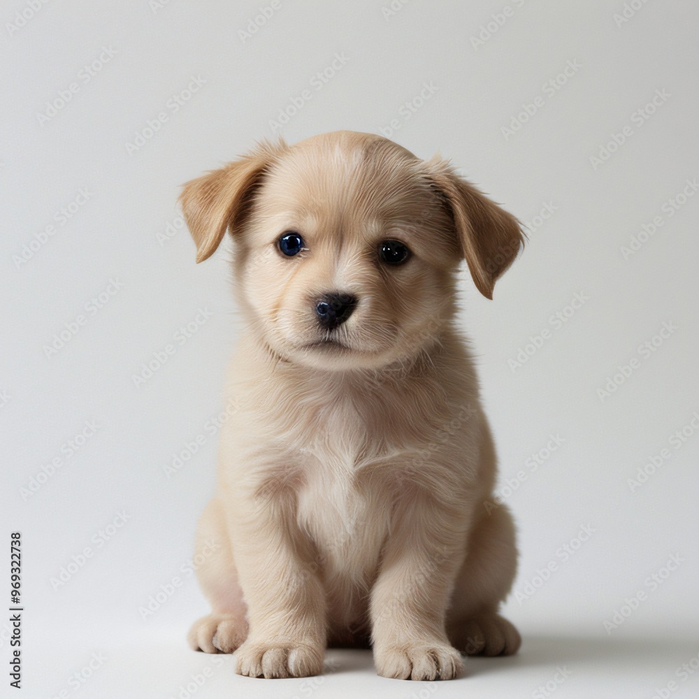 cute Adorable Puppy Sitting on white background cute Adorable Puppy Sitting on white background
