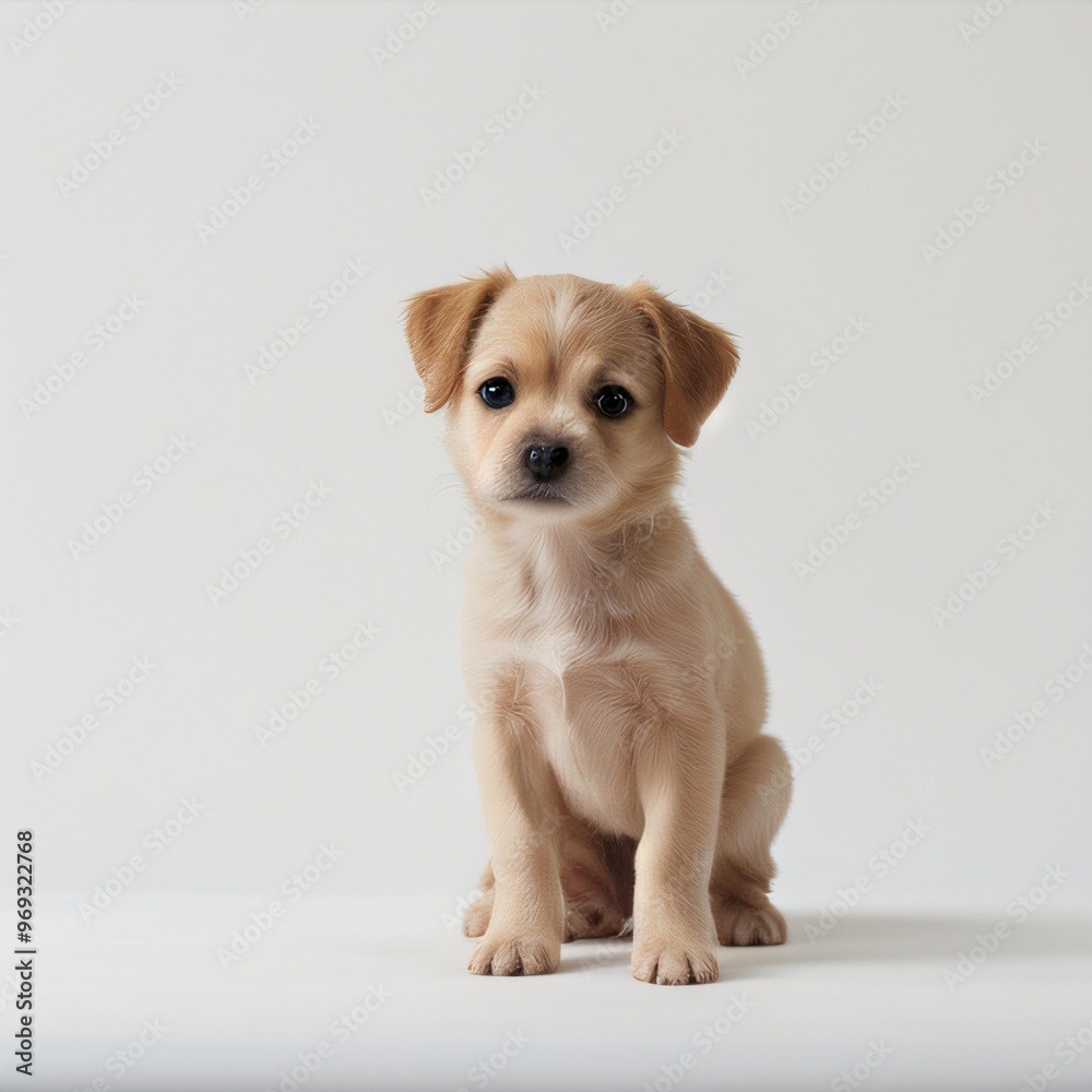 cute Adorable Puppy Sitting on white background cute Adorable Puppy Sitting on white background