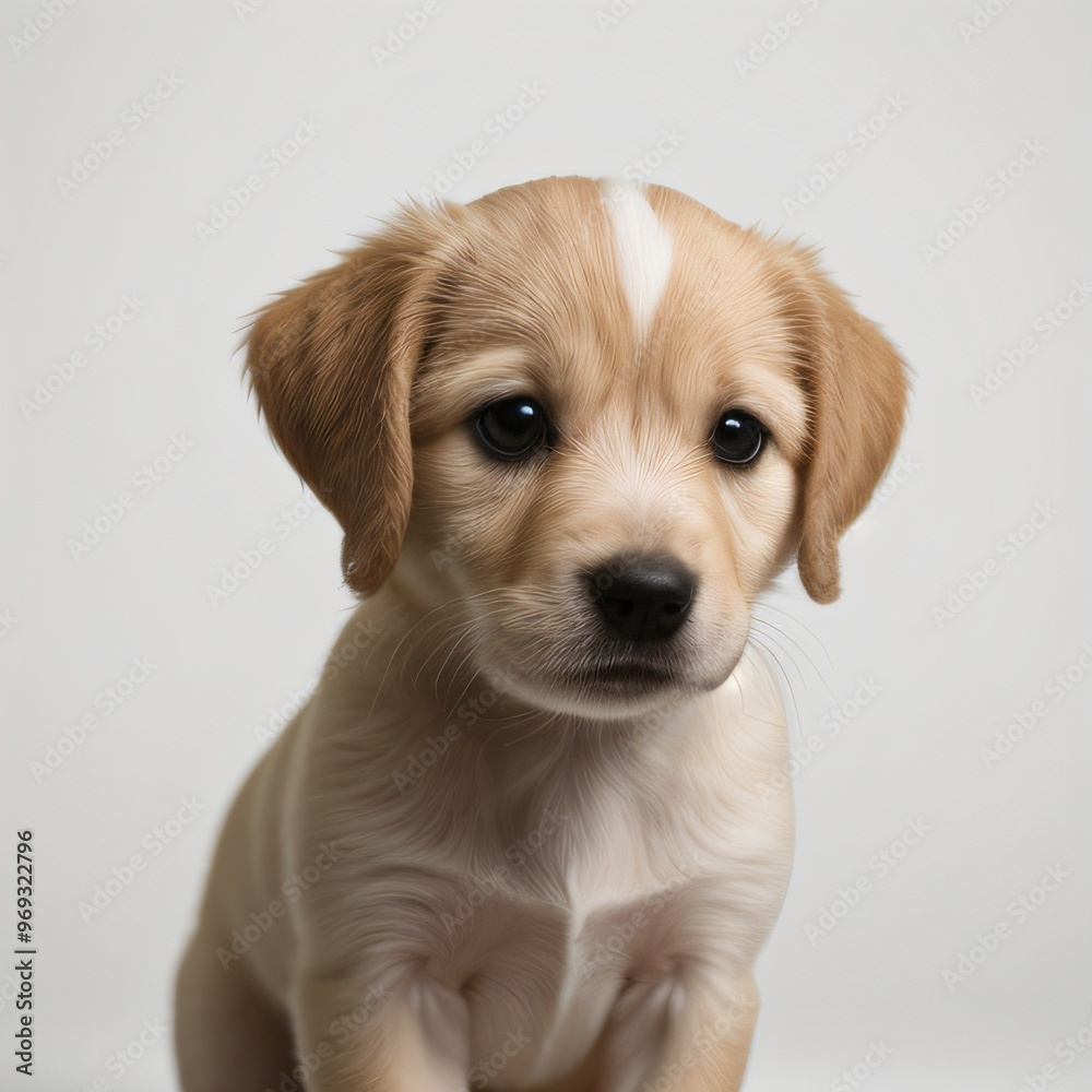 cute Adorable Puppy Sitting on white background cute Adorable Puppy Sitting on white background