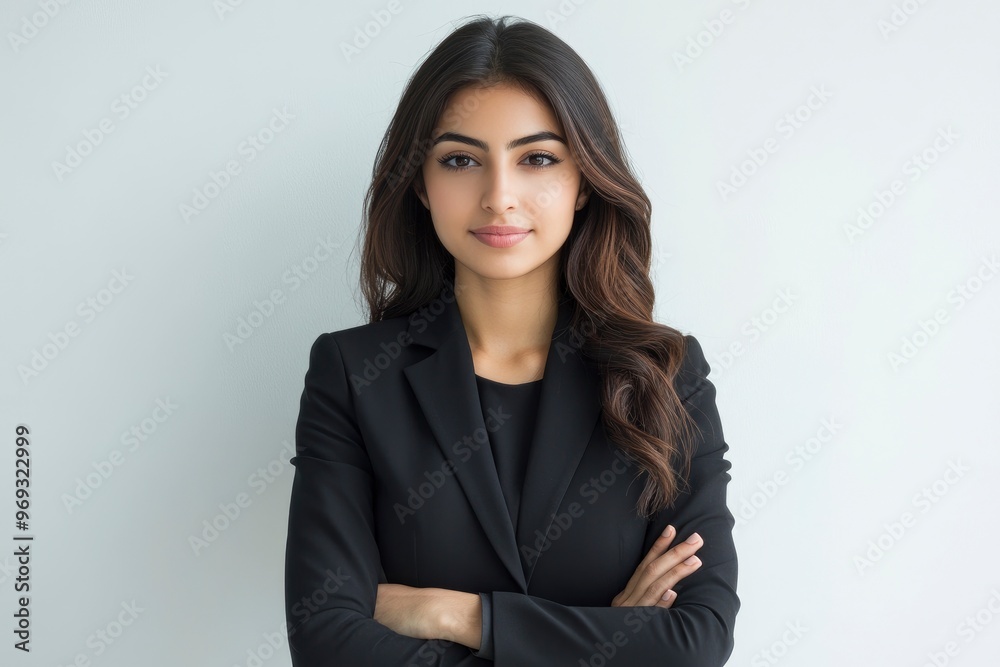 Portrait of middle eastern Israel businesswoman, business lady standing with crossed arms isolated on white background. with generative ai Portrait of middle eastern Israel businesswoman, business lady standing with crossed arms isolated on white background. with generative ai