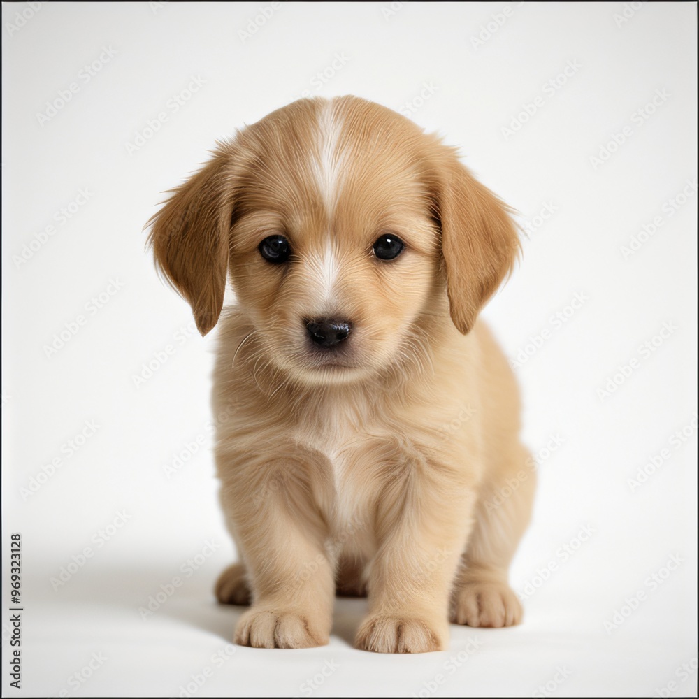 cute Adorable Puppy Sitting on white background cute Adorable Puppy Sitting on white background