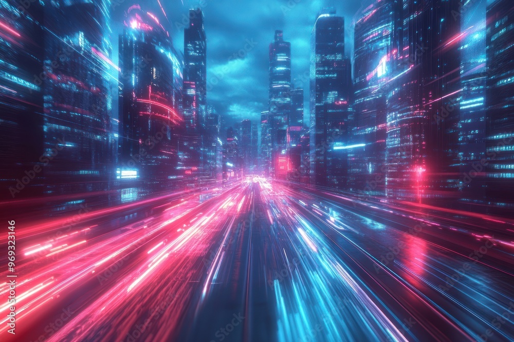 Speed light trails lights city architecture. Speed light trails lights city architecture.