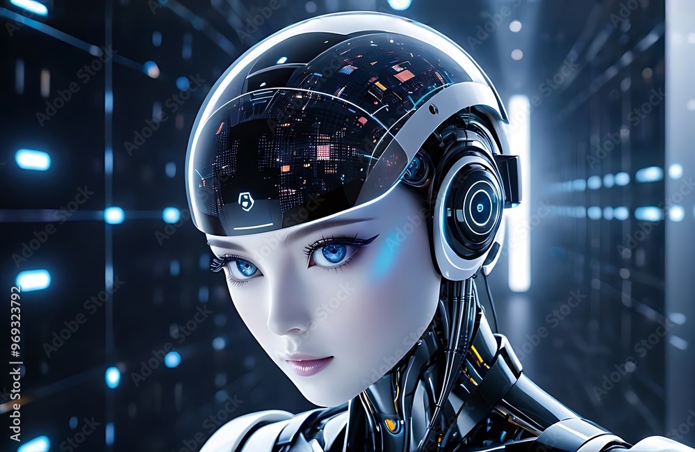 A futuristic humanoid robot A futuristic humanoid robot