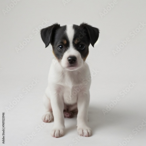 cute Adorable Puppy Sitting on white background