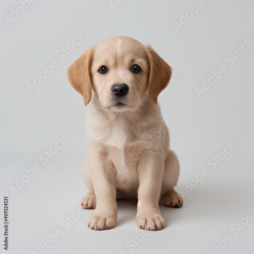 cute Adorable Puppy Sitting on white background