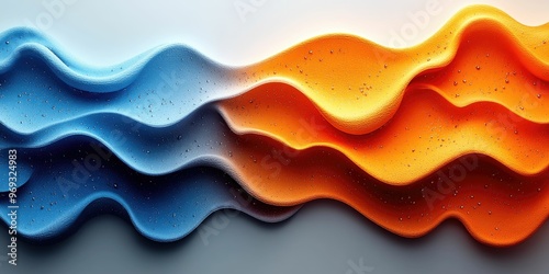 Abstract waves in blue and orange with a smooth texture.