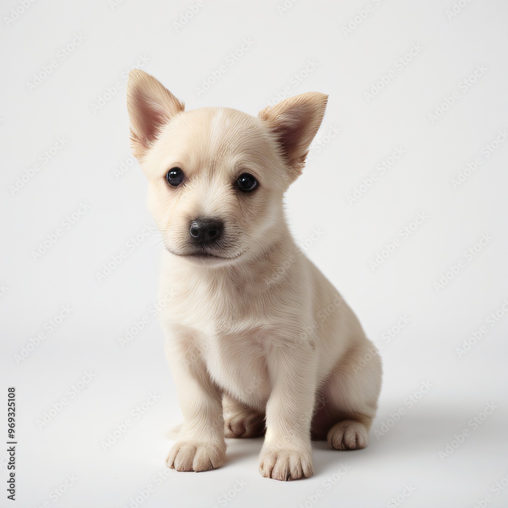 cute Adorable Puppy Sitting on white background cute Adorable Puppy Sitting on white background