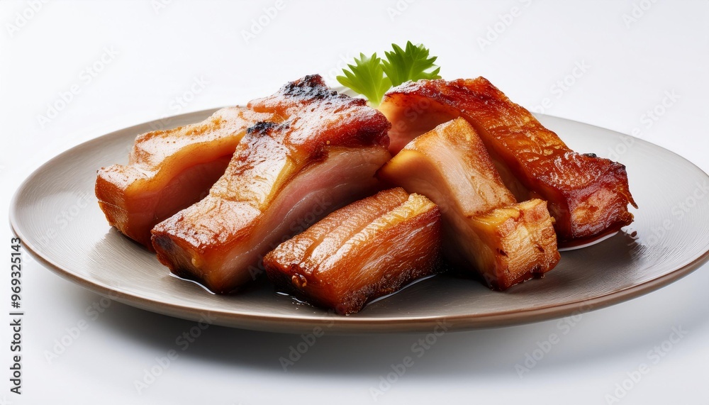 Chinese Food, Pork Belly on white background isolated. Chinese Food, Pork Belly on white background isolated.
