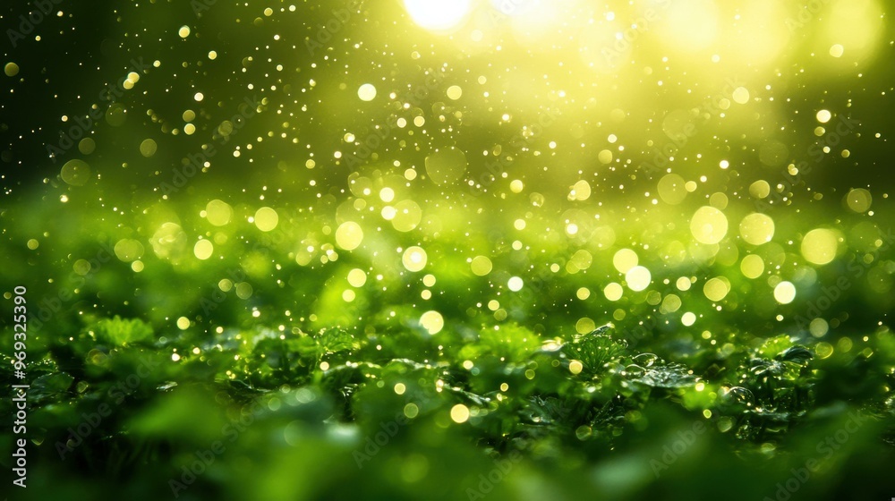 Captivating Raindrops Glimmering on Lush Greenery Under Soft Sunlight Captivating Raindrops Glimmering on Lush Greenery Under Soft Sunlight