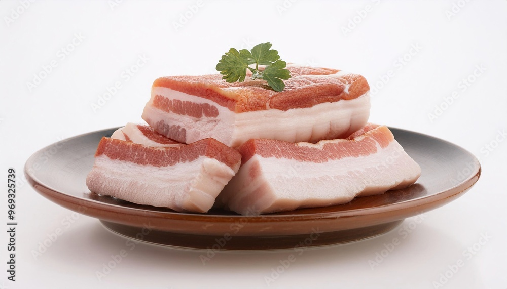 Chinese Food, Pork Belly on white background isolated. Chinese Food, Pork Belly on white background isolated.