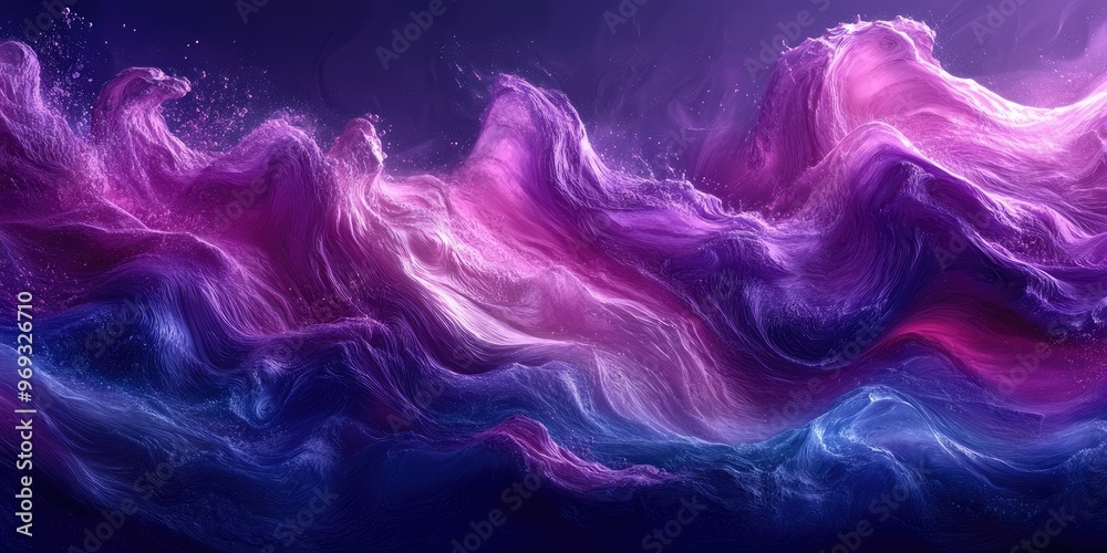 Fototapeta premium Abstract waves in vibrant pink and blue hues.