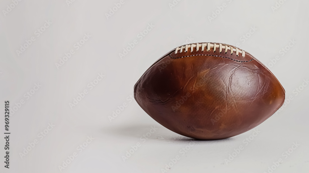 Leather American football ball on a white background.