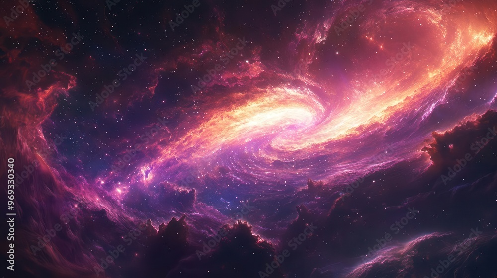 Obraz premium aweinspiring view of a distant planet from space swirling gas giants colorful nebulae and glittering star fields rich deep colors and ethereal glow hyperdetailed cosmic landscape