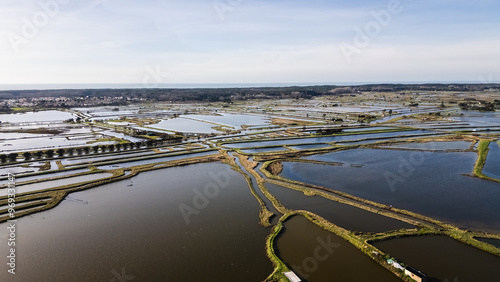Obraz na płótnie drone view of the salt marshes of Ile d Olonne, Vendee, France w salonie