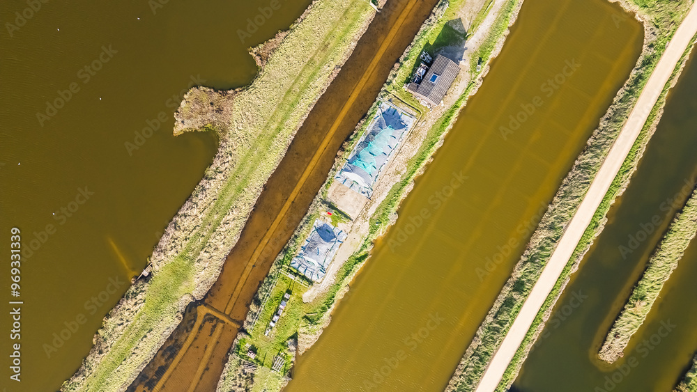 drone view of the salt marshes of Ile d Olonne, Vendee, France