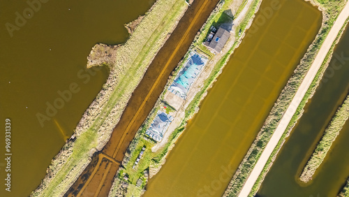 drone view of the salt marshes of Ile d Olonne, Vendee, France photo