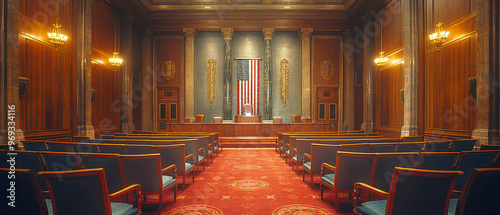 Visuals of the U.S. Senate Chamber with blank space on the right for text	