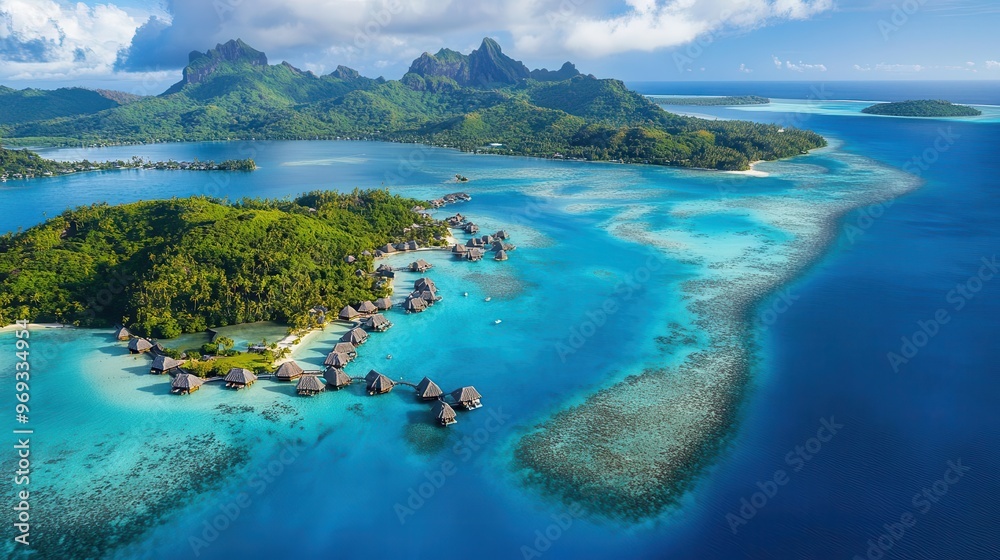 breathtaking aerial view of bora boras turquoise lagoon and lush green islands overwater bungalows dot crystalclear waters showcasing the ultimate tropical paradise breathtaking aerial view of bora boras turquoise lagoon and lush green islands overwater bungalows dot crystalclear waters showcasing the ultimate tropical paradise