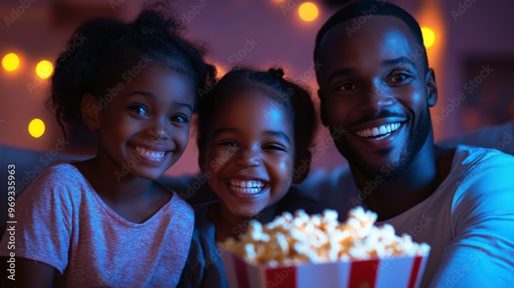 Family movie night with popcorn and smiles at home Family movie night with popcorn and smiles at home
