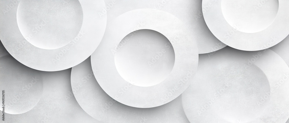 A collection of white plates arranged in a visually appealing pattern. A collection of white plates arranged in a visually appealing pattern.