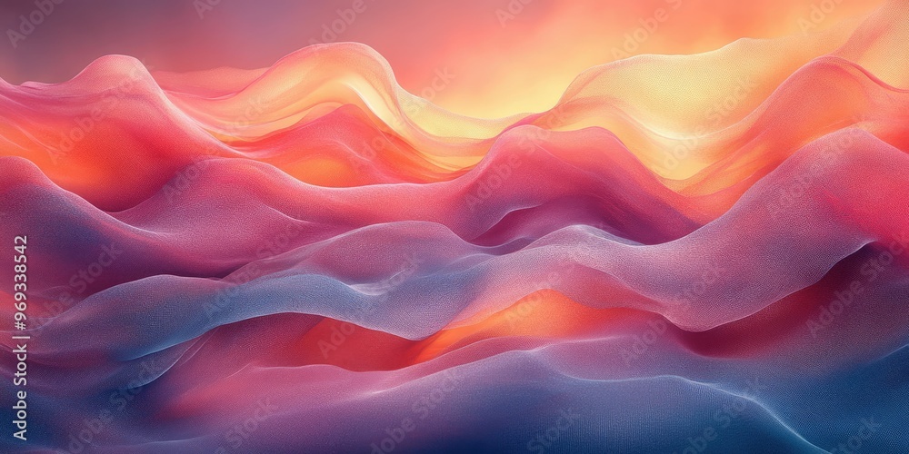 Obraz premium Abstract waves of color resembling a serene landscape.