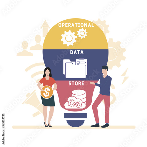 ODS - operational data store acronym. business concept background. vector illustration concept with keywords and icons. lettering illustration with icons for web banner, flyer, landing photo