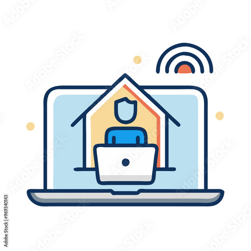 illustration of a icon of a house in the background, representing remote work and working from home