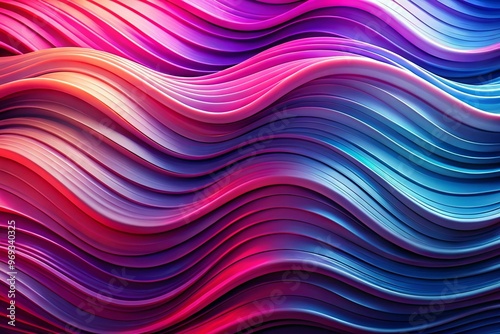 This image displays a colorful abstract wavy pattern with dynamic multicolored curves. The vibrant shades range from pink to blue, creating a mesmerizing visual effect