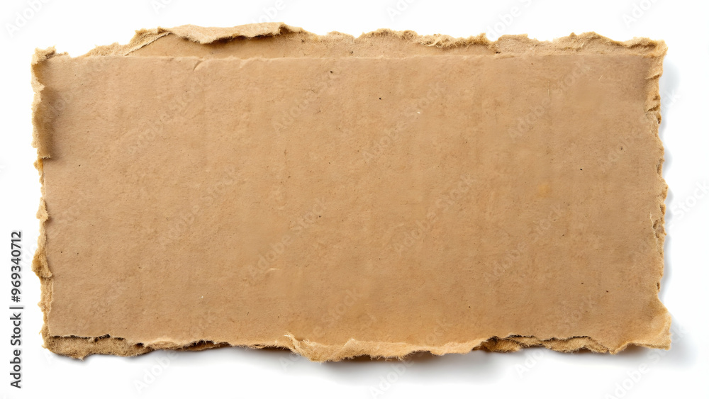 Brown corrugated cardboard sheet with torn edges, isolated on a white background. Brown corrugated cardboard sheet with torn edges, isolated on a white background.
