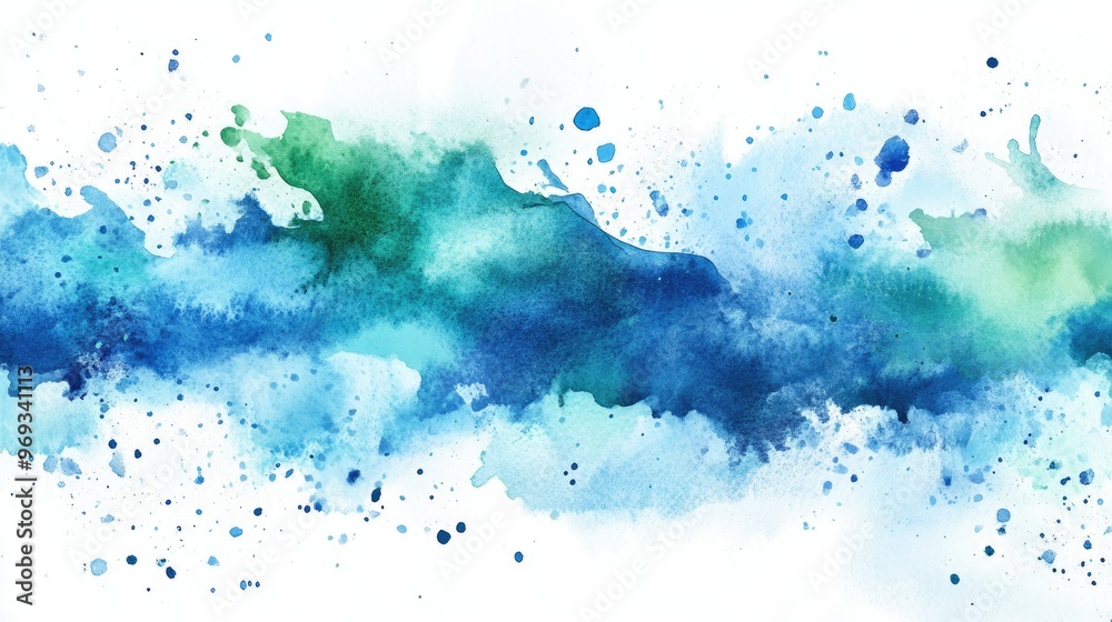 Abstract watercolor splashes in shades of blue and green, creating a refreshing and vibrant background. Abstract watercolor splashes in shades of blue and green, creating a refreshing and vibrant background.