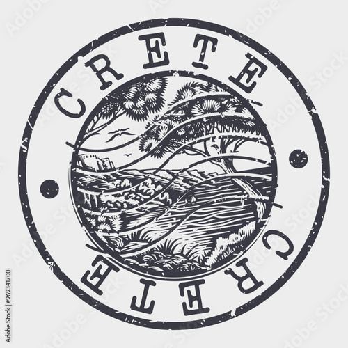 Crete Stamp Postal. Silhouette Seal. Passport Round Design. Vector Icon. Design Retro Travel. National Symbol.	