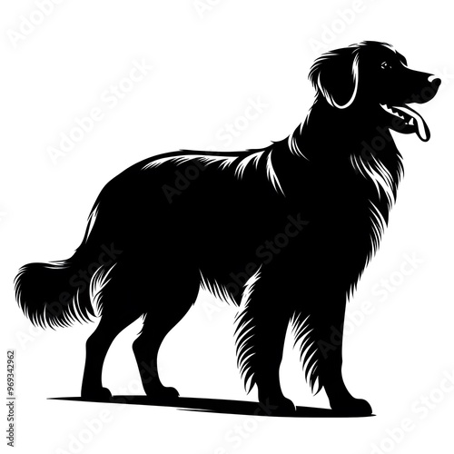 Black and White Dog Silhouette Illustration photo