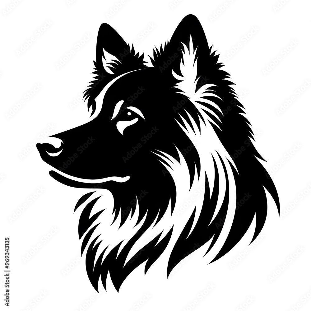 Black Elegant Dog Head Silhouette Sharp Snout Black Elegant Dog Head Silhouette Sharp Snout