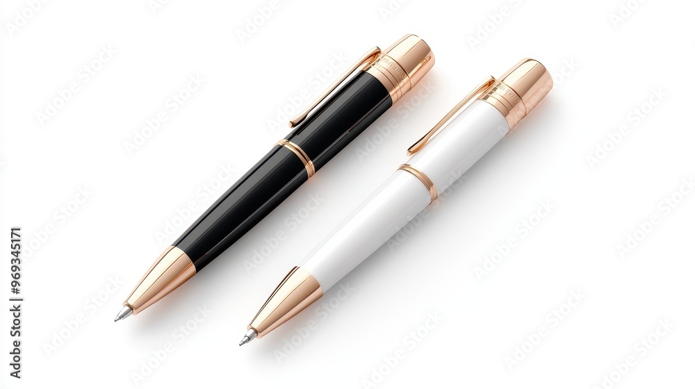 Elegant black and white pen set with golden accents, perfect for office or personal use, showcasing style and sophistication. Elegant black and white pen set with golden accents, perfect for office or personal use, showcasing style and sophistication.