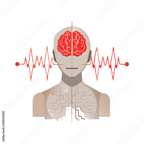 Artificial intelligence AI interconnected with human brainwaves