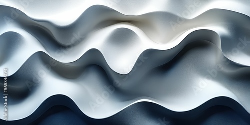 Abstract waves of fabric in shades of blue and white.