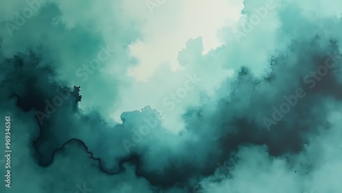 Abstract blue watercolor texture, serene turquoise backdrop for creative design. photo